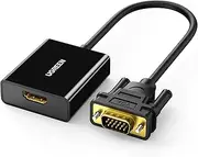 UGREEN Active HDMI to VGA Adapter 1080P Uni-Directional Female to Male Converter with 3.5mm Audio Jack Compatible with Laptop, PC, Roku, Monitor, Xbox, TV Stick, Raspberry Pi, Computer