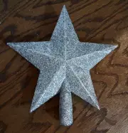 9" Silver Star With Glitter, Tree Topper/ Ornament, Light Weight