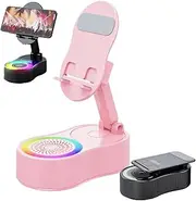 SonicDrop Dock – Speaker & Charging Stand, 360° Rotation, 7-Color Ambient Light, Bluetooth Mode, Adjustable Phone Holder, Power Bank Compatible (Pink)