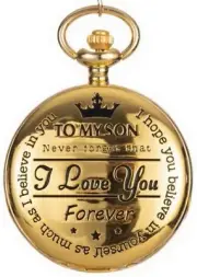 POCKET WATCH - To My Son Engraved - Analog Quartz with 32" Chain Men Accessory