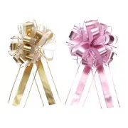 10pcs 11" Large Pull Bow Metallic Gift Wrapping Bows Ribbon Golden Pink