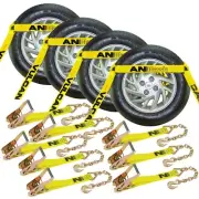 VULCAN Flat Bed Side Rail Car Tie Down - Chain Anchors - 4 Pack - 3300 lbs SWL