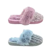 Grosby Marnie Ladies Slippers Slip On Closed toe Fluffy Cushioned Insole Knit Outer