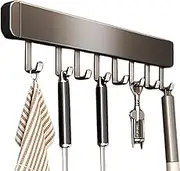 Spoon Shovel Kitchenware Hanging Rod Hook Rack for Rust-Free Storage Made of Aluminum Stainless Steel Kitchen Hook Rack, Grey 40cm