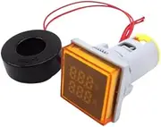 Square LED Ac Digital Dual Display Voltmeter Ammeter Ampere Voltage Current Meter Indicator Signal Warning Lights 60-500V 0-100A(Orange)