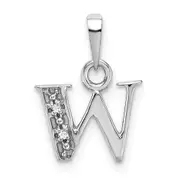 14K White Gold Polished .01ct Diamond Initial W Charm