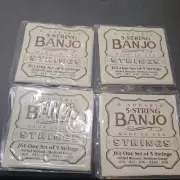 set 4 EJ61 5 String Banjo Strings Nickel Medium 10-23 D'Addario