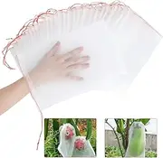 Kikhope 50 Pcs Fruit Protection Bags, 12"x8" Fruit Netting Bags, Garden Netting Bags with Drawstring, Fruit Tree Bags, Netting Barrier Bags for Protecting Fruits and Vegetables