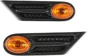 Turn Signal Lights for BMW for Mini for Cooper R56 R57 R58 R59 2007 2008 2009 2010 2011 2012 2013 Side Indicator LED Signal Light OEM #63137260202 63137260201 Turn Signal Lights(Carbon and Amber)