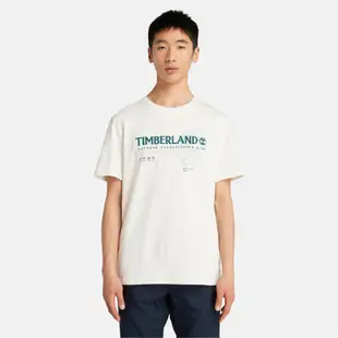 Timberland 男款復古白有機棉圖案短袖T恤|A2NW7CM9