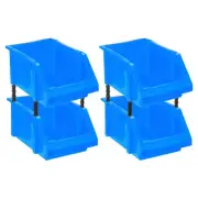 4pcs Plastic Shelf Bins 8.3" x 5.1" x 4.3" Wall Mounted Storage Bins, Blue