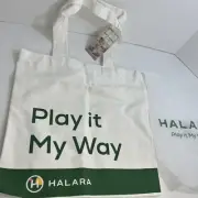 Halara Play It My Way Canvas Tote Bag Size 14" x 14" White/Green One Size