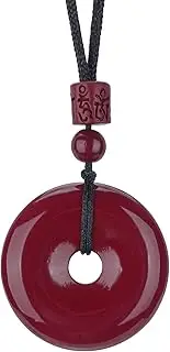 [Chiorgone] Cinnabar Feng Shui Pendant Necklace – Ping Buckle Peace Amulet for Good Luck and Prosperity, Symbolizing Wealth and Protection, Great Gift, cinnabar, No Gemstone