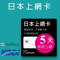 在飛比找momo購物網優惠-【citimobi】日本上網卡-5天吃到飽(不限流量)