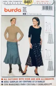 Burda Sewing Pattern 8407 | Misses Spiral Panelled Skirts | Sizes 8 - 20 NEW