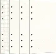 Zelten 1 Pack A6 80 Sheets/160 Pages 4 in 1 Lined Squared Dotted Blank Loose Leaf Punched Paper Refills Paper for 6 Hole Binder Personal Organizer Diary Notebook Refillable Planner