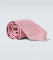 [Gucci] Gucci Logo silk jacquard tie One Size pink