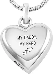 KETIME My Daddy My Hero -Always in My Heart Keepsake Necklace Ashes Holder Memorial Urn Pendant Jewelry for Cremation Ashes
