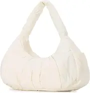 [Herald] Ruched Puffer Shoulder Bag for Women, Nylon Lightweight Puffy Cloud Crescent Carryall Hobo Handbag Soft Purse