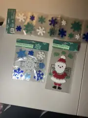 Holiday Windo Clings Santa & Snow Flakes