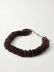[Brunello Cucinelli] Brunello Cucinelli - Silver-tone Beaded Necklace - Burgundy - One size One size Burgundy