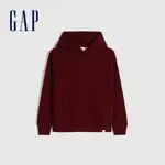 GAP 男童裝 亮色刷毛帽T-暗紅色(661668)