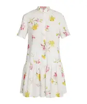 Dress linen floral design UK8,UK12 White