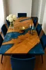 Ocean Epoxy Walnut Dining Table Top – Handmade Unique Furniture Table Top Decor