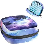 Period Bag,Sanitary Napkin Storage Bag,Purple Pink Nebula Galaxy,Tampon Bag for Purse