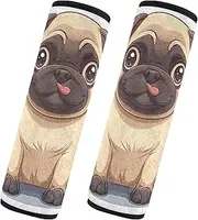 GAIREG Cute Pug Dog White Car Seat Belt Strap Covers Backpack Shoulder Strap Pads