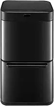 Maxkon Dual Compartment Rubbish Bin Stainless Steel Kitchen Waste Recycle Dustbin Motion Sensor Garbage for Home Office Black 40L+40L