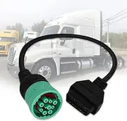 9 Pin to 16 Pin OBD2 Adapter Cable for Heavy Duty Trucks and Commercial Vehicles,Type 2 Green J1939 Diagnostic Connector Plug Work with Truck OBD Diagnostic Scanner Tool