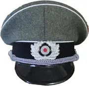 [Lucky angel] WWII German Elite Land Force Army Officer's Wool Cap High-Grade Grey Military Hat Wehrmacht Metal Badge for Halloween Cosplay