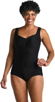 NWT $84 SZ 14 Maxine Of Hollywood Shirred Front Girl Leg 1 PC SWIMSUIT