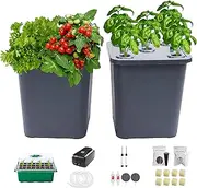 LAWNFUL 2 Hydroponic Buckets Kit for Plants, Hydroponics Growing System for Herbs/Tomato/Vegetables, DWC System with Air Pump & Germination Tray (Complete Indoor Hydroponic Gardening Supplies)