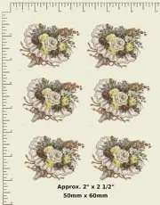 6 x FLOWER POSY. BOUQUET. FLORAL.Waterslide Ceramic decals 2 1/2" x 2" D07