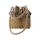 Prada Wicker Mini-Bag Tan Light Blue