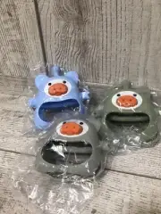 Kids Baby Pig Teether Chewable Silicone BPA FREE, Blue, New in Package Set Of 3