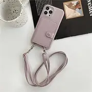 Wallet Shoulder Strap Phone Case for iPhone 14 13 12 11 Pro Max XR X 8 7 Plus Lichee Pattern Leather Lanyard Card Pocket Cover,G,for iPhone 13ProMax