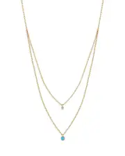Zoe Chicco 14K Gold Diamond & Turquoise Layered Pendant Necklace, 14-18