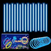 100Pcs Glow Sticks Bulk Party Packs 20cm Glowsticks,Glow in the Dark Supplies,Long Lasting Glow Stick Necklaces Bracelets Neon Accessories for Kids Adults Christmas Easter Party Bag Fillers（Blue）