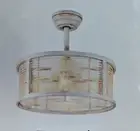 Boho Coastal Rattan Caged Ceiling Fan with Light Boho Hummingbird White W/remote