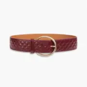 SANDRO $250 NEW burgundy Red Quilted Wide Belt XS-S-M/1 gold Patent Leather NWT