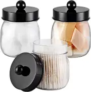3 Pack Qtip Holder Bathroom Jar Set, Apothecary Mason Jar for Bathroom Vanity Ho