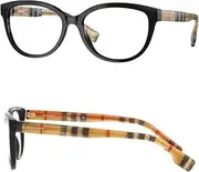 [BURBERRY] BE2357 Square Shape Acetate Eyeglasses with eSHADES Luxury Eyewear Kit Bundle, Top Check/Striped Brown Frame | Clear Lens