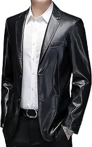 [Zylphorix] Men's Durable Leather Jacket with Comfortable Ribbed Cuffs and Hem Offering Fit for All-Day Comfort and Style