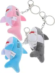 [CLISPEED] 3pcs Soft Plush Shark Keychain Adorable Hanging Pendant for Travel Unique Shark Design for Keys Bags Backpacks present for Ocean Themed Parties