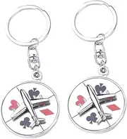 [Minkissy] Rotating Poker Key Pendant Alloy Keyring Turnplate Keyring Decorative Keychain and Smooth Touch