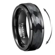 8mm Black Spinner Tungsten Titanium Fidget Rings for Men Women Anxiety Releas...