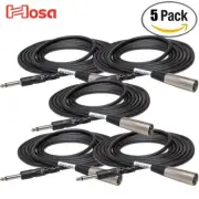5-PACK Hosa PXM-110 10FT 1/4" TS Male to XLR Male Unbalanced Interconnect Cable